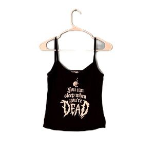 Killstar Black Camisole Tank White Gothic Print You Can Sleep When You’re Dead S